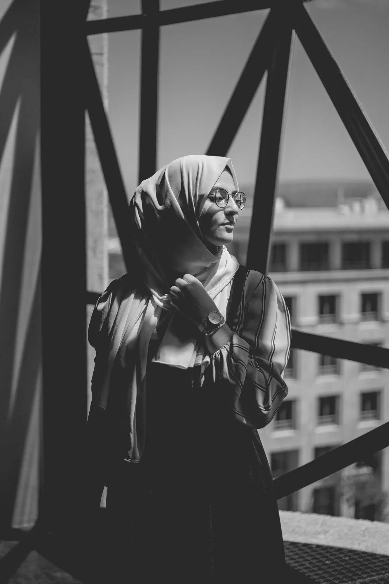 2022-02-16 - Cape Town - Person standing beside geometric windows